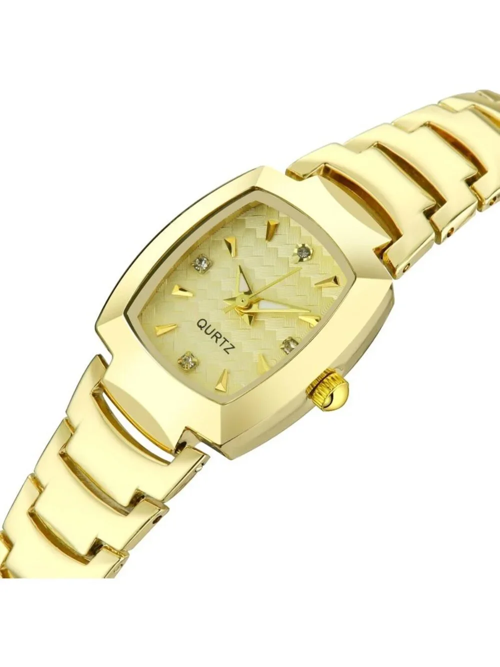 Women's Gold Analog Quartz Steel Dainty Rectangle Waterproof Square Wrist Watch
